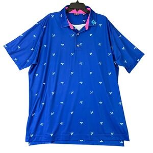 FootJoy Performance Golf Polo 2XL Blue Micro‎ Print Stretch Lake Marion Course
